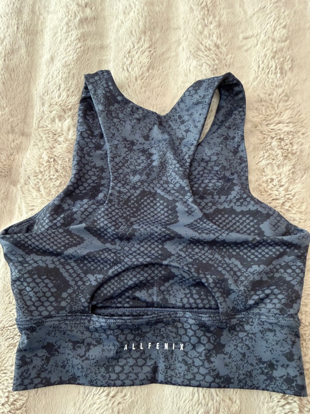 High-Neck Snake-Print Sports Bra in Charcoal - Picture 4 of 7